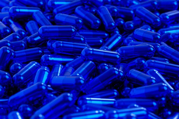 Blue Capsule Pills Background Healthcare Medical Concept Antibiotics Cure Render — Stock Photo, Image