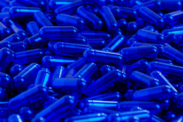 Blue Capsule Pills Background Healthcare Medical Concept Antibiotics Cure Render Stock Image