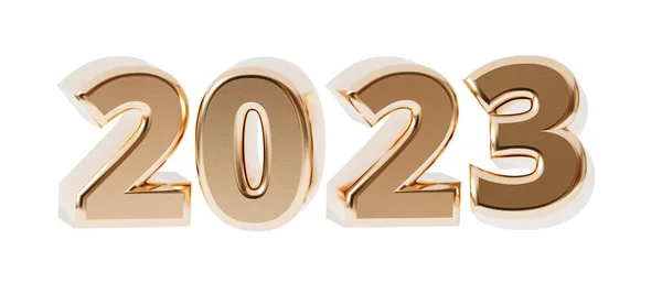 Золотые 2023 Номера Прозрачном Фоне Рендеринг — стоковое фото