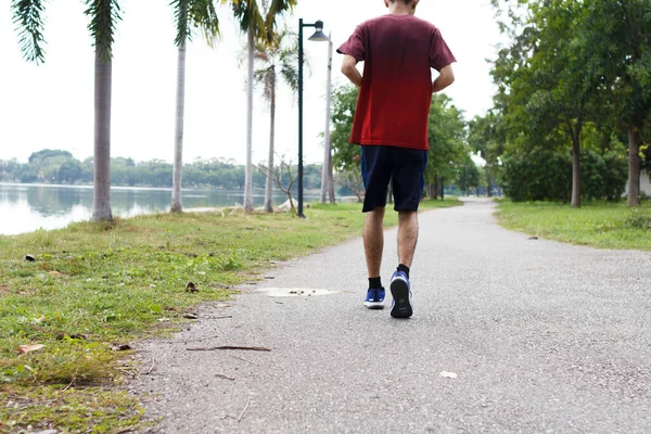 Olahraga Berjalan Pagi Hari Konsep Workout — Stok Foto