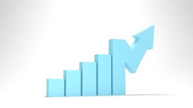 3d illustration, The Business Growth with chart rising arrow isolated with white background.