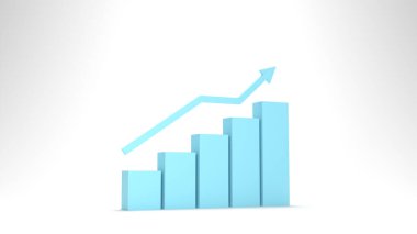 3d illustration, The Business Growth with chart rising arrow isolated with white background.