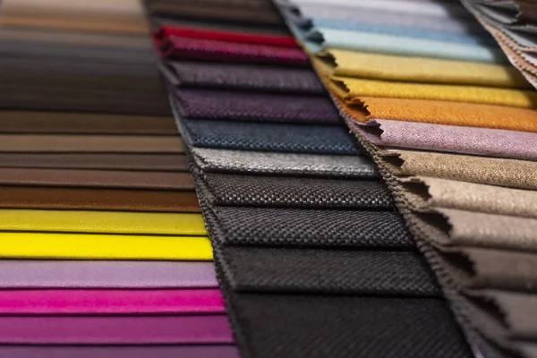 Multicolor Čalounění Textilie Vzorky Close Mělké Hloubky Pole Výběr Barev Royalty Free Stock Fotografie
