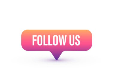 Renkli arka planda bizi takip edin. Sosyal medya instagram konsepti. Vektör çizimi. EPS 10