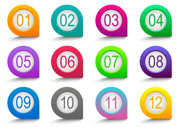 Renkli gradyan 3D ok ucu 1 'den 12' ye kadar olan sayı ile ayarlandı. Moda eğilimli renkler