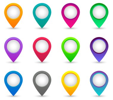 Set of map pointers, Map marker, map pin colorfuf icons. Vector illustration