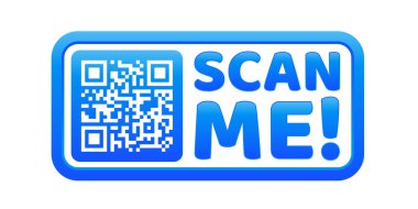 Akıllı telefonun QR kodu. Yazıt beni akıllı telefon simgesi ile tarıyor. Ödeme için QR kodu. Vektör illüstrasyonu.