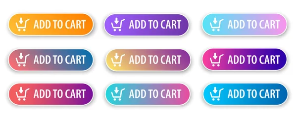 Add to cart icon set. Shopping Cart buttons. vector illustration. — Stok Vektör