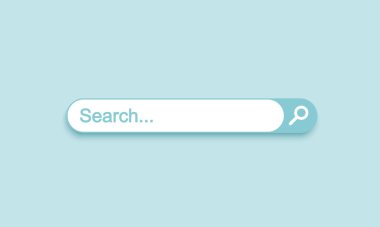 Blank search bar on blue background. 3d vector illustration.