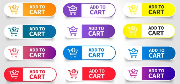 Añadir a la cesta Web Button set comprar ahora comprar on-line icono del carrito — Archivo Imágenes Vectoriales