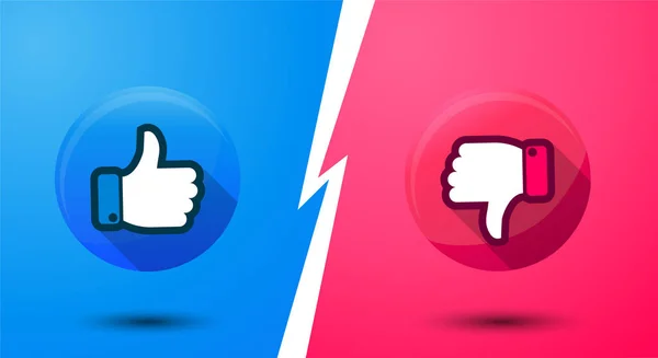 3D polegar para cima e para baixo bola sinal Emoticon Vector Design for Social Network. Moderno versus semelhante. —  Vetores de Stock
