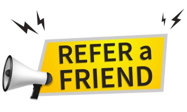 Megafon bayrağı olan bir arkadaşa 3D tarzında hitap et. Vektör.