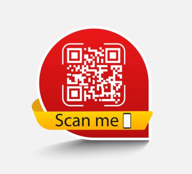 Yaratıcı kavram qr kodu. Beni tara. QR kodu için kurdeleli renkli çerçeve. Vektör