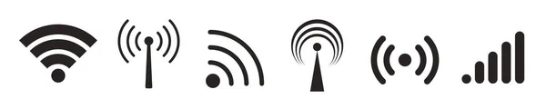 Más Fekete Wifi Ikon Készlet Vezeték Nélküli Internet Sign Elszigetelt — Stock Vector