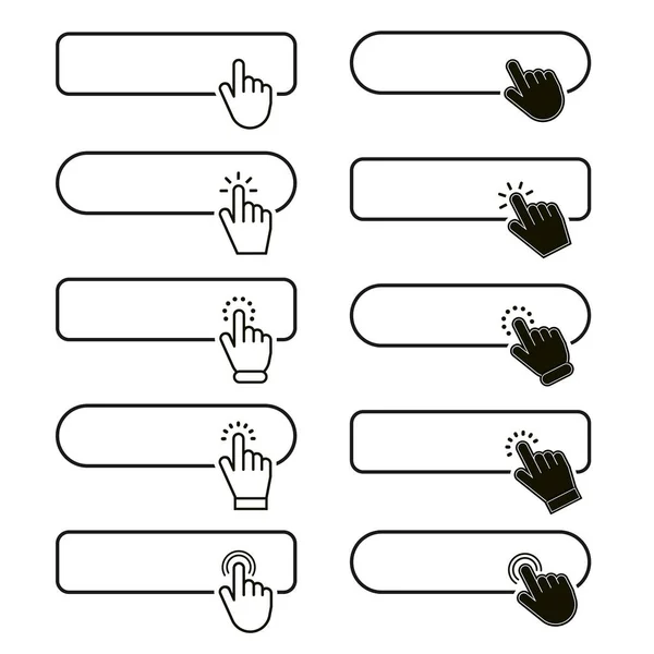 Click cursor pointer icon set with blank button. Website banners and clicking cursor on white background. Vector illustration — Stock Vector