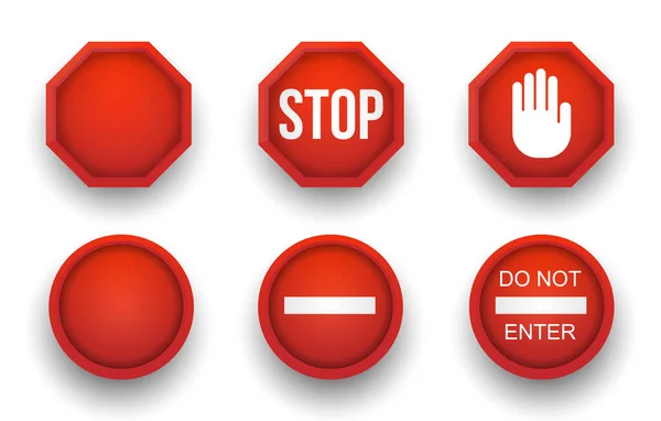 Illustration set of prohibiting signs. Stop And Do Not Enter Sign Icon. Warning And Attention Vector Design — Stock Vector