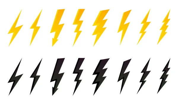 Parafuso relâmpago ícones set.Set relâmpago. Ilustração vetorial criativa do design da coleção de ícones de flash de iluminação de trovão e parafuso. Símbolo de ícones relâmpago - vector — Vetor de Stock