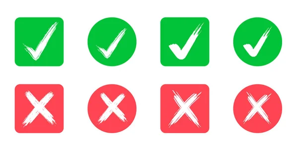 Conjunto de Cancelar y comprobar la colección de botones para hacer un iconos — Vector de stock