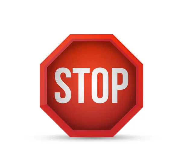 Red Stop Hand Block Oktagon Sign oder Adblock or Don 't Enter oder Verbotenes Icon mit 3D Shadow Effect. Vektorbild — Stockvektor