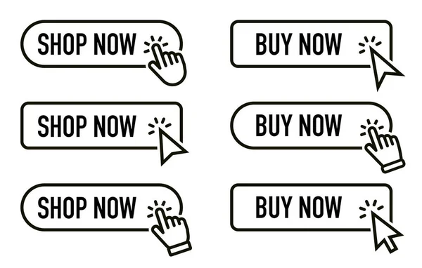 Vegyél most Button Icon-t. Vásárlás most Button Click Mouse Cursor and Shopping Ticket Vector Design on White Háttér — Stock Vector