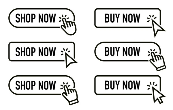 Koupit Ikona tlačítka. Nyní nakupovat Tlačítko Klikněte myší Kurzor a Nákupní Ticket Vektor Design na bílém pozadí Vektorová Grafika