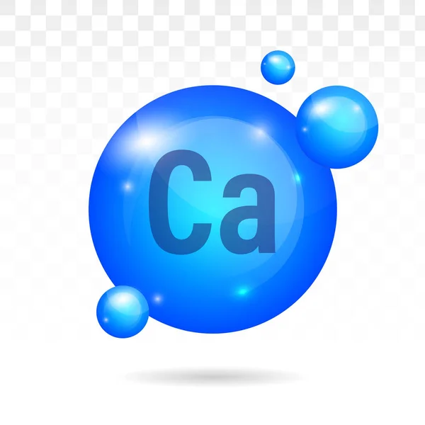 Calciumminerale blauwe pictogram. Vector 3D drop Pill capsule — Stockvector