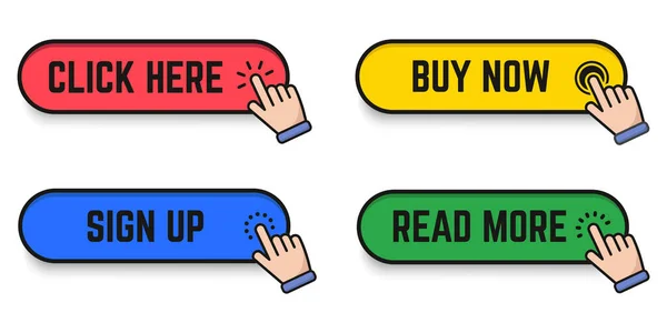 Web buttons set click here, buy now, sign up, read more. Vector stock illustration — Vetor de Stock