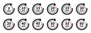 10, 15, 20, 25, 30, 35, 40, 45, 50 dakika, her amaç için harika bir tasarım. Vektör logosu