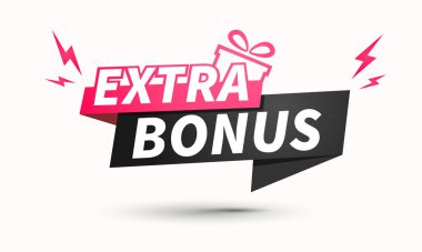 Kırmızı ve siyah ekstra prim etiketi. Hediyeli Modern Web Afişi. Vektör İllüstrasyonu