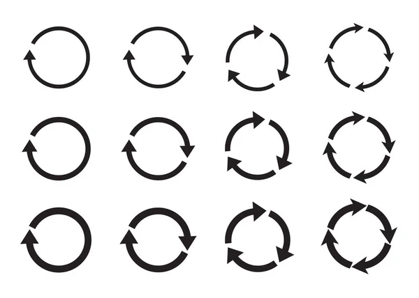 Kreisrunde Pfeile Runde Symbole Neu Laden Oder Wiederholen Pfeil Drehen — Stockvektor