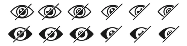 Eye Icons Geïsoleerd Wit Gevoelig Contentteken Vectorverzameling — Stockvector