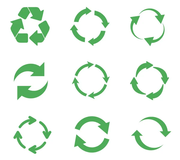 Set Von Recycle Symbol Recycling Symbol Vektorillustration Isoliert Auf Weißem — Stockvektor