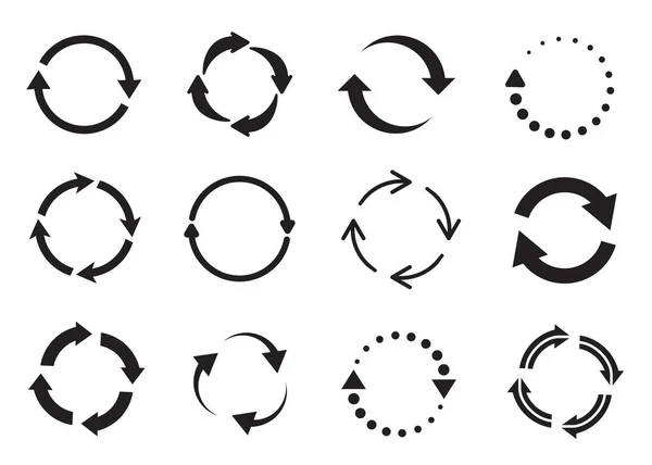 Aggiorna Cerchio Ricarica Rotazione Ciclo Vettore Frecce Impostato — Vettoriale Stock