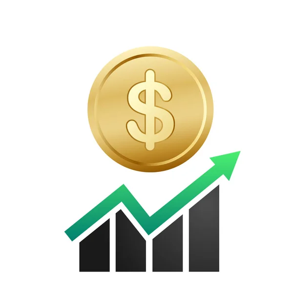 Financial Growth Style Financial Business Progress Arrow Sign Dollar Coin — Stock Vector