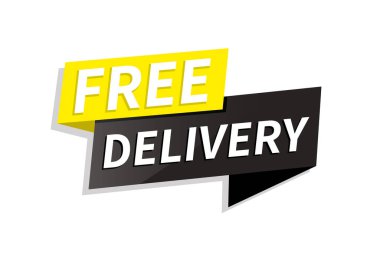 Ücretsiz teslimat, pankart tasarım şablonu, satış etiketi, vektör illüstrasyonu