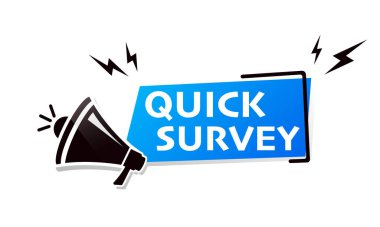 Hızlı bir anket ile megafon afişi. Megafon bayrağı. Web tasarımı. Vektör stok illüstrasyonu.