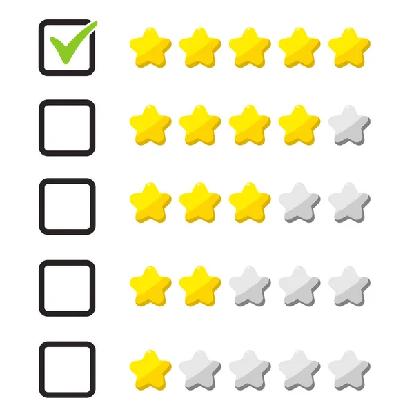 Five Stars Rating Icon Check Mark Isolated White Background — ストックベクタ