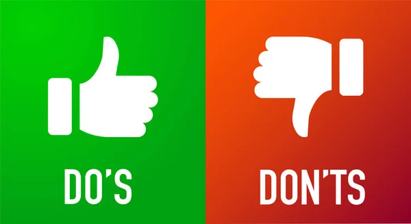 Dont Donts Information Signs Flat Thumbs Customer Complaint Logotype Graphic — Archivo Imágenes Vectoriales