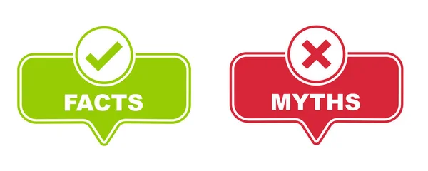 Fatos Mito Ícone Como Mensagem Instantânea Conceito Vermelho Verde Marca Gráficos De Vetores