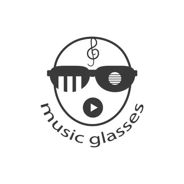 Musique Logo Illustration Lunettes Concept Design Vecteur — Image vectorielle