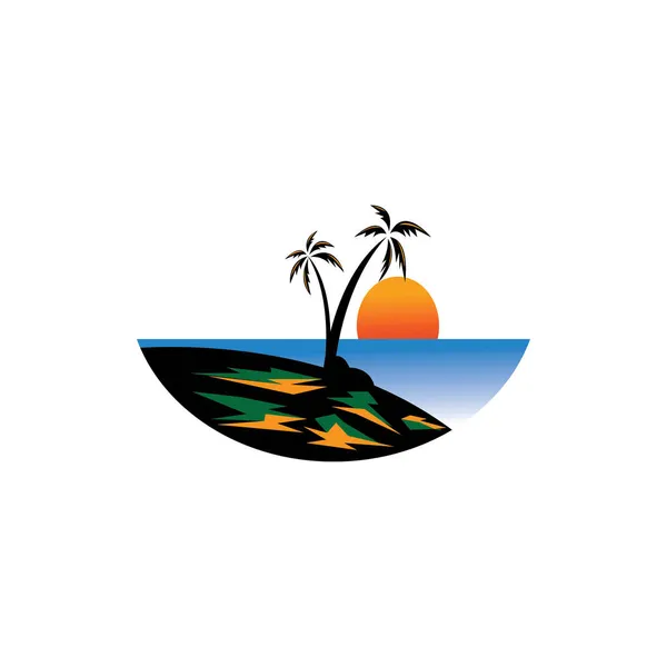 Peyzaj Günbatımı Logo Renk Illüstrasyon Vektör Tasarımı — Stok Vektör
