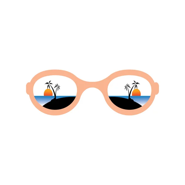Naturalne Okulary Ikona Logo Ilustracja Plaża Zachód Słońca Wektor Projekt — Wektor stockowy
