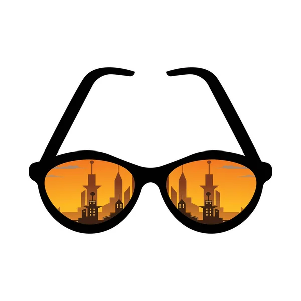 Gafas Urbanas Icono Paisaje Ilustración Vector Diseño — Vector de stock