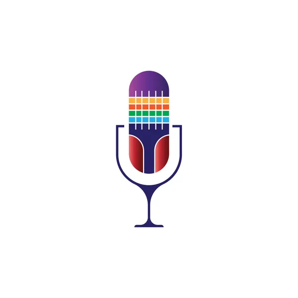 Microphone Logo Illustration Icon Design Vector — Stock Vector