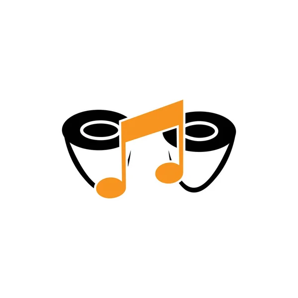 Musique Logo Illustration Tambour Note Vecteur Design — Image vectorielle