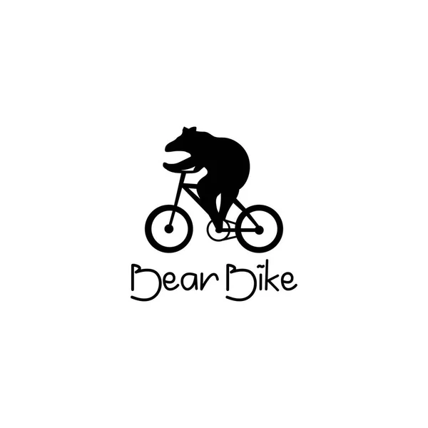 Orso Ciclismo Logo Nero Illustrazione Vettoriale Design — Vettoriale Stock
