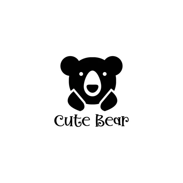 Милый Медведь Простой Дизайн Логотипа Векторной Иллюстрации — стоковый вектор