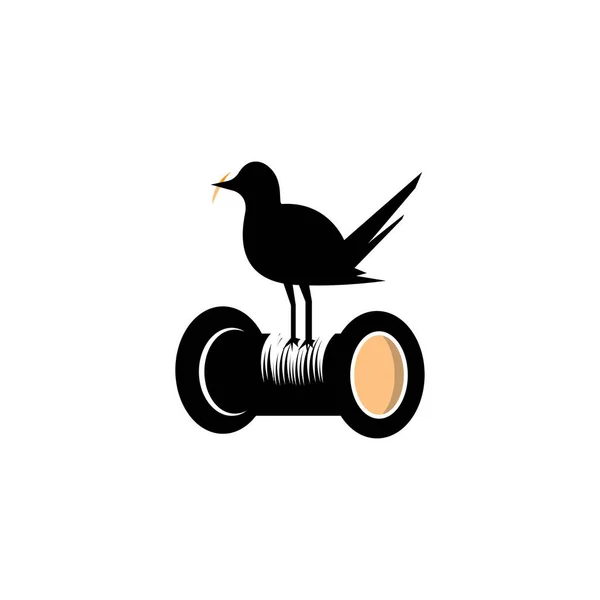 Kuş Iplik Logosu Çizim Tasarım Vektörü — Stok Vektör