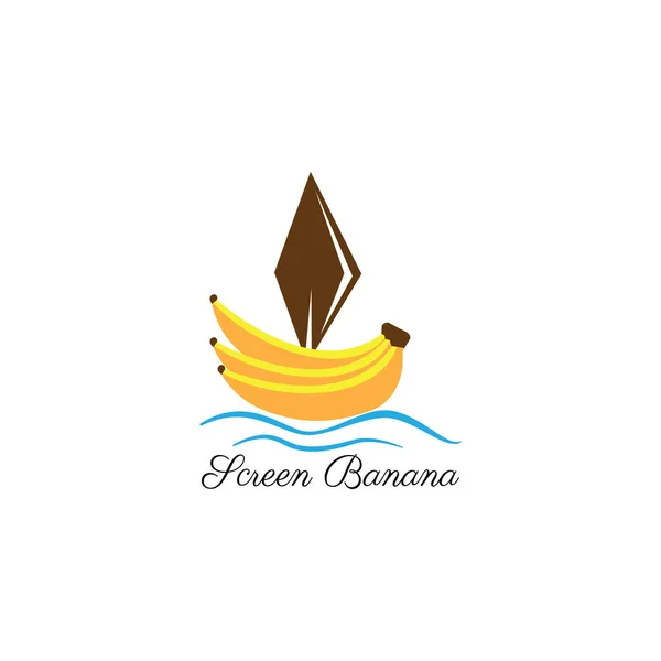 Logo Banano Ilustración Velero Vector Diseño Océano — Archivo Imágenes Vectoriales