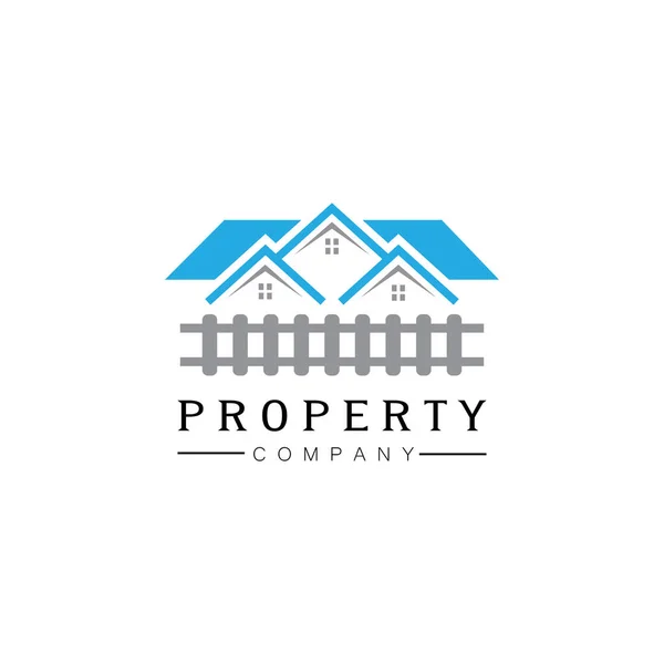 Proprietà Logo Illustrazione Casa Immobiliare Progettazione Vettoriale — Vettoriale Stock